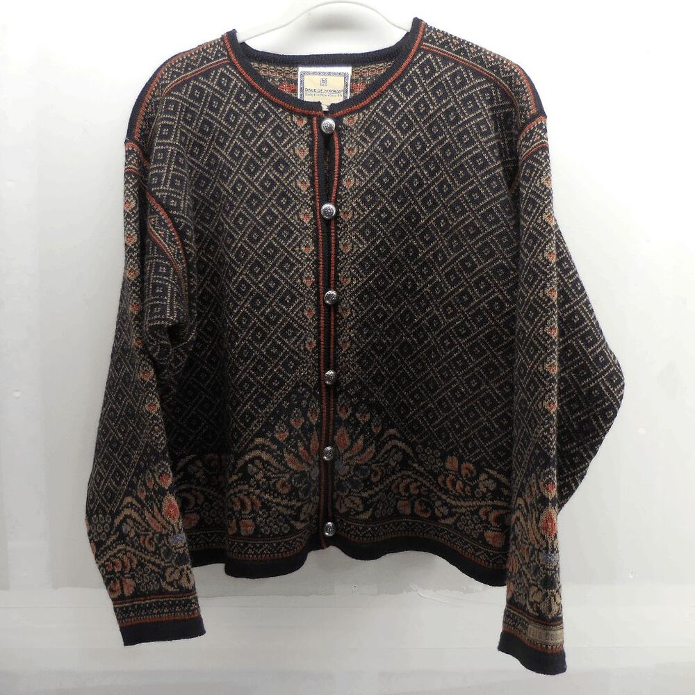 Dale Of Norway/Dale Casual Sweater Womens L Brown Wool Nordic Ski Cardigan